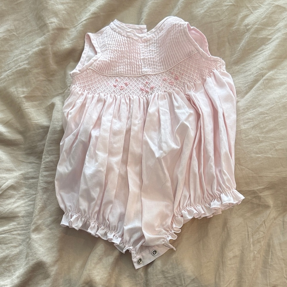 Feltman Brothers Pink Smocked Baby Romper